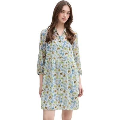 1046641 TOM TAILOR Denim Sukienka damska, 37809 biało-zielono-niebieski nadruk kwiatowy, XXL 1046641 TOM TAILOR Denim Sukienka damska, 37809 biało-zielono-niebieski nadruk kwiatowy, XXL