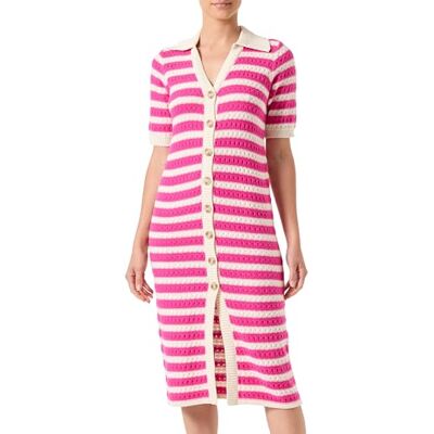 26030913 Y.A.S Yascroc Ss Midi Knit Dress Noos, Brzoza/paski: malinowa róża, XS 26030913 Y.A.S Yascroc Ss Midi Knit Dress Noos, Brzoza/paski: malinowa róża, XS