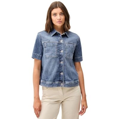 B212721 Cecil Damska koszulka dżinsowa z paskami, Mid Blue Used Wash., XL B212721 Cecil Damska koszulka dżinsowa z paskami, Mid Blue Used Wash., XL