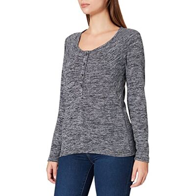 12-10198-00-6307 Timezone Damska koszulka Slim Henley z długim rękawem, czarny melanż, XS 12-10198-00-6307 Timezone Damska koszulka Slim Henley z długim rękawem, czarny melanż, XS
