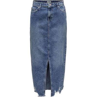 15324102-4505055 ONLY Damska spódnica dżinsowa, średnia talia, długa spódnica, niebieski (medium blue denim), L 15324102-4505055 ONLY Damska spódnica dżinsowa, średnia talia, długa spódnica, niebieski (medium blue denim), L