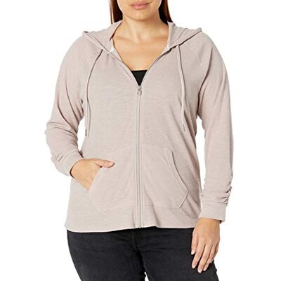 PF8J4579-550-Extra Large Calvin Klein Damska bluza z kapturem Premium Performance Ruched z długim rękawem i zamkiem błyskawicznym (standardowa i plus), Piaskowy wieczór, XL PF8J4579-550-Extra Large Calvin Klein Damska bluza z kapturem Premium Performance Ruched z długim rękawem i zamkiem błyskawicznym (standardowa i plus), Piaskowy wieczór, XL