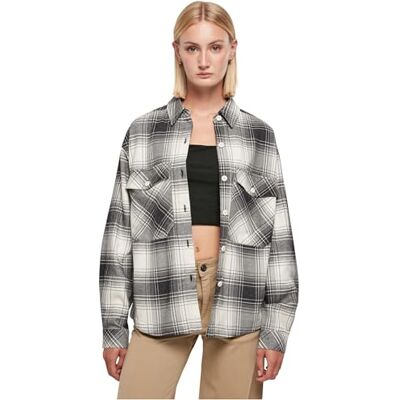 TB5483-04250-0058 Urban Classics Damska koszulka damska Oversized Check, bia?y piasek/czarny, XS TB5483-04250-0058 Urban Classics Damska koszulka damska Oversized Check, bia?y piasek/czarny, XS