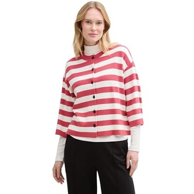 1045480 TOM TAILOR Damski kardigan z dzianiny, 37737 Red Offwhite Block Stripe, L 1045480 TOM TAILOR Damski kardigan z dzianiny, 37737 Red Offwhite Block Stripe, L