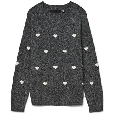 10330790-4767398 VERO MODA Vmdoffy Intarsia Ls O-NCK sweter Ga Noos, ciemnoszary melanż, XS 10330790-4767398 VERO MODA Vmdoffy Intarsia Ls O-NCK sweter Ga Noos, ciemnoszary melanż, XS