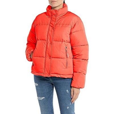 W7808 .000.84466 Replay Damska kurtka zimowa boxy fit, 254 RED FIRE, XL W7808 .000.84466 Replay Damska kurtka zimowa boxy fit, 254 RED FIRE, XL