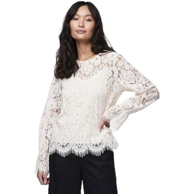 26032813 Y.A.S Yasperla Ls Lace Top S. Noos, whitecap gray, S 26032813 Y.A.S Yasperla Ls Lace Top S. Noos, whitecap gray, S