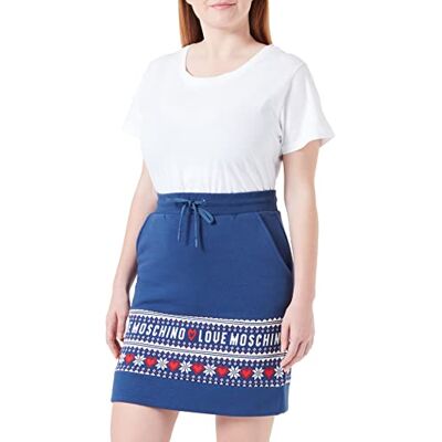 W 1 619 01 M 4432 Love Moschino Damska spódnica mini z wkładką na całej długości serca i pingwiny z nadrukiem, Niebieski czerwony biały, 72 W 1 619 01 M 4432 Love Moschino Damska spódnica mini z wkładką na całej długości serca i pingwiny z nadrukiem, Niebieski czerwony biały, 72