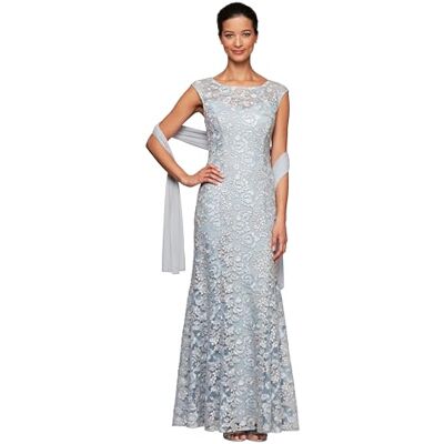 8217912-LTB-16P Alex Evenings Women's Long Sleeveless Mother of The Bride Dress with Shawl Regular Sizes, Light Blue Lace, 16 Petite 8217912-LTB-16P Alex Evenings Women's Long Sleeveless Mother of The Bride Dress with Shawl Regular Sizes, Light Blue Lace, 16 Petite