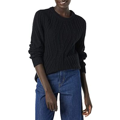 AEW30063F21-Blk-X-Small Amazon Essentials Damski sweter ze 100% bawełny, okrągły dekolt, czarny, XS AEW30063F21-Blk-X-Small Amazon Essentials Damski sweter ze 100% bawełny, okrągły dekolt, czarny, XS
