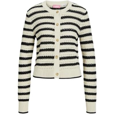 12260573 Jack & Jones JXADDY Cardigan Knit, Bone White/Stripes:/Black, L 12260573 Jack & Jones JXADDY Cardigan Knit, Bone White/Stripes:/Black, L
