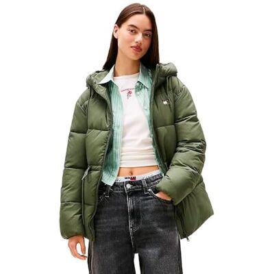DW0DW21626MRHL TOMMY JEANS Damska kurtka puchowa TJW MIDI DW0DW21626, zielona, L, Zielony (cynowy zielony), L DW0DW21626MRHL TOMMY JEANS Damska kurtka puchowa TJW MIDI DW0DW21626, zielona, L, Zielony (cynowy zielony), L