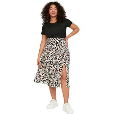 TBBSS22AZ0001 Trendyol Trendyol Kobiety Duży Rozmiar Midi Wrapover Regular Fit Tkane Plus Size Spódnica damska (zestaw 1 sztuk), Beżowy#a, 50 TBBSS22AZ0001 Trendyol Trendyol Kobiety Duży Rozmiar Midi Wrapover Regular Fit Tkane Plus Size Spódnica damska (zestaw 1 sztuk), Beżowy#a, 50