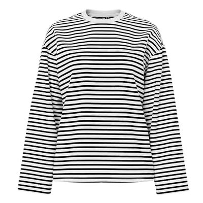 17146655-4402428 PIECES Damska koszulka z długim rękawem Pcsadie Ls Top Noos, Cloud Dancer/Stripes:black, S 17146655-4402428 PIECES Damska koszulka z długim rękawem Pcsadie Ls Top Noos, Cloud Dancer/Stripes:black, S