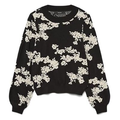 10333561-4860162 VERO MODA Vmnancy Ls O-Neck sweter Boo, czarny, L 10333561-4860162 VERO MODA Vmnancy Ls O-Neck sweter Boo, czarny, L