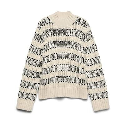 10338988-4892853 VERO MODA Vmskye Ls Highneck sweter Ga, brzoza, L 10338988-4892853 VERO MODA Vmskye Ls Highneck sweter Ga, brzoza, L