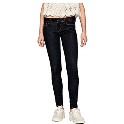 PL201040 Pepe Jeans London Dżinsy Skinny Soho dla kobiet, średni stan, rozciągliwy denim, ciemny niebieski, przetarty PL201040 Pepe Jeans London Dżinsy Skinny Soho dla kobiet, średni stan, rozciągliwy denim, ciemny niebieski, przetarty