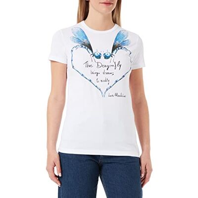 W 4 F73 2D M 3876 Love Moschino Damska koszulka z nadrukiem ważki, Optyczny biały, 42 IT W 4 F73 2D M 3876 Love Moschino Damska koszulka z nadrukiem ważki, Optyczny biały, 42 IT