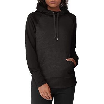 O4874 Hanes Damska bluza z kapturem, Czarny jednolity/czarny wrzosowy, S O4874 Hanes Damska bluza z kapturem, Czarny jednolity/czarny wrzosowy, S