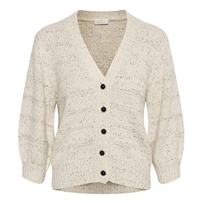 10506687 KAFFE damski sweter z dzianiny kardigan zapinany język rękawy, Broken White/Black Melange, L 10506687 KAFFE damski sweter z dzianiny kardigan zapinany język rękawy, Broken White/Black Melange, L