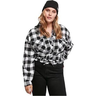 TB3753 Urban Classics Damska koszula z krótkim r?kawem typu oversized Check, czarny/bia?y, 5XL Du?e rozmiary TB3753 Urban Classics Damska koszula z krótkim r?kawem typu oversized Check, czarny/bia?y, 5XL Du?e rozmiary