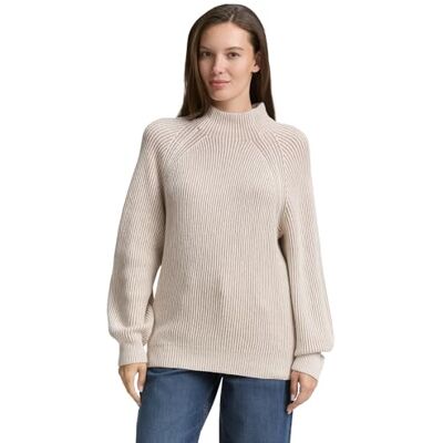 1047670 TOM TAILOR Sweter damski, 38704 Soft Taupe Rib Structure, XS 1047670 TOM TAILOR Sweter damski, 38704 Soft Taupe Rib Structure, XS