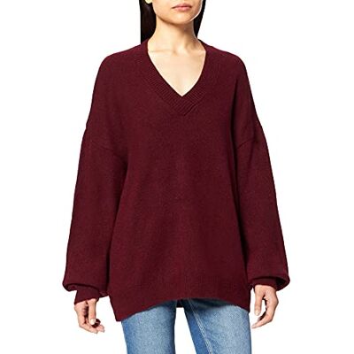 1100-004327 NA-KD Damski sweter z dzianiny z dekoltem w serek, Czerwony, XS 1100-004327 NA-KD Damski sweter z dzianiny z dekoltem w serek, Czerwony, XS