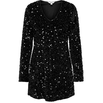 15358389-4930247 Onlanika Ls Sequins V-Neck Dress WVN, czarny, S 15358389-4930247 Onlanika Ls Sequins V-Neck Dress WVN, czarny, S