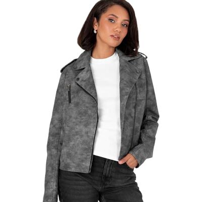 PLM-2-402 Lovedrobe Women's Biker Jacket Ladies Soft Faux Leather PU Studded Collar Distressed Long Sleeve Zip Pockets Casual Coat, czarna 38, czarny, 38 PLM-2-402 Lovedrobe Women's Biker Jacket Ladies Soft Faux Leather PU Studded Collar Distressed Long Sleeve Zip Pockets Casual Coat, czarna 38, czarny, 38