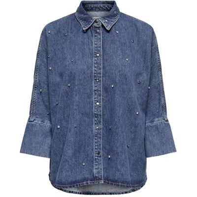 15307936-4358961 ONLY ONLGRACE damska koszula dżinsowa, niebieski (medium blue denim), XS 15307936-4358961 ONLY ONLGRACE damska koszula dżinsowa, niebieski (medium blue denim), XS
