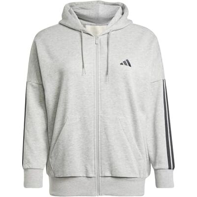 JW6273 adidas Kobiety ESSENTIALS 3-STRIPES FULL-ZIP FLEECE HOODIE (PLUS SIZE), Medium Grey Heather/Black, XL Plus JW6273 adidas Kobiety ESSENTIALS 3-STRIPES FULL-ZIP FLEECE HOODIE (PLUS SIZE), Medium Grey Heather/Black, XL Plus