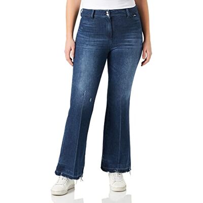 W P B06 80 T 9860 Love Moschino Midi Flare Fit With Love Leather-Hued Back Tag Jeansy damskie, Niebieski dżins, 40 W P B06 80 T 9860 Love Moschino Midi Flare Fit With Love Leather-Hued Back Tag Jeansy damskie, Niebieski dżins, 40