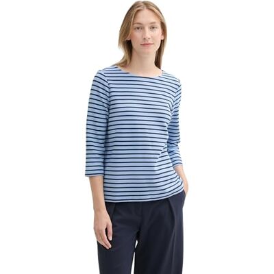 1043102 TOM TAILOR Damska koszulka z długim rękawem ze strukturą, 36138 Calm Blue Navy Stripe, S 1043102 TOM TAILOR Damska koszulka z długim rękawem ze strukturą, 36138 Calm Blue Navy Stripe, S
