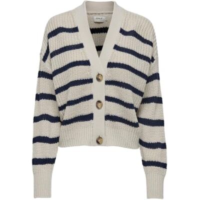 15261057 ONLY Onlcarolnice Stripe KNT Noos kardigan damski, Pumice Stone/Stripes: Navy Blazer, L 15261057 ONLY Onlcarolnice Stripe KNT Noos kardigan damski, Pumice Stone/Stripes: Navy Blazer, L