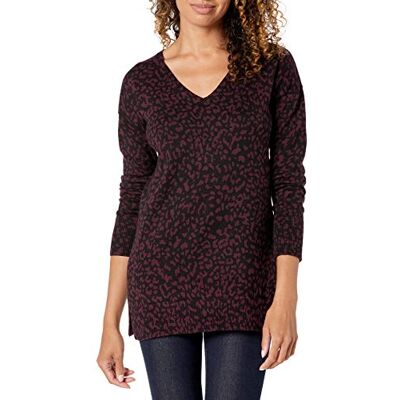 WAE35009FL18-MulBa-Medium Amazon Essentials Women's Lekki sweter tunika z dekoltem w serek z długim rękawem (dostępny w wersji Plus Size), Czarny Nadruk zwierzę, M WAE35009FL18-MulBa-Medium Amazon Essentials Women's Lekki sweter tunika z dekoltem w serek z długim rękawem (dostępny w wersji Plus Size), Czarny Nadruk zwierzę, M