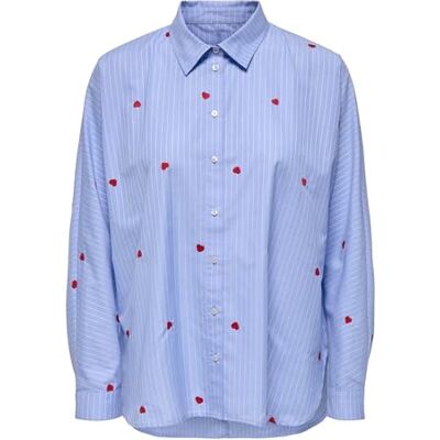 15344336-4709809 ONLY Shirt Onlnew Lina Grace LS Stripe Emb-T-shirt, niebieski (Moonlight Blue), XXL damski, Niebieski (Moonlight Blue), XXL 15344336-4709809 ONLY Shirt Onlnew Lina Grace LS Stripe Emb-T-shirt, niebieski (Moonlight Blue), XXL damski, Niebieski (Moonlight Blue), XXL