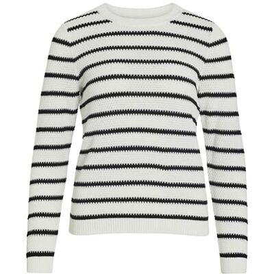 14101685 Vila Damski sweter z dzianiny Vidalo O-Neck L/S Stripe Knit Top Noos, White Alyssum/Stripes:black, XS 14101685 Vila Damski sweter z dzianiny Vidalo O-Neck L/S Stripe Knit Top Noos, White Alyssum/Stripes:black, XS