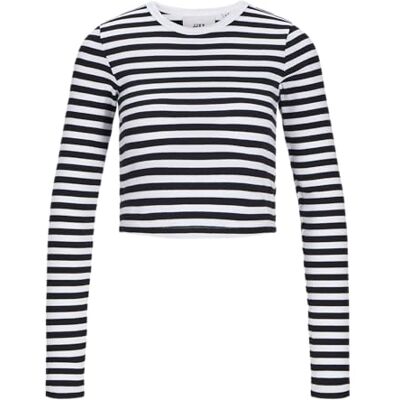 12236290 Jack & Jones Jxfeline STR Ls Stripe Rib Tee JRS Noos, Jasny biały/paski: czarny, M 12236290 Jack & Jones Jxfeline STR Ls Stripe Rib Tee JRS Noos, Jasny biały/paski: czarny, M