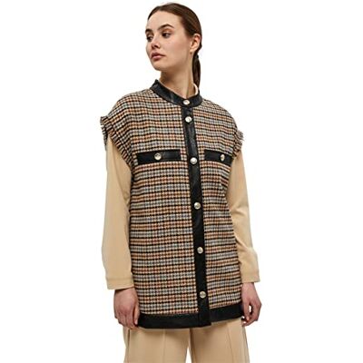 MI4316 Minus Women's Calla Vest, Warm Sand Checked, 36 MI4316 Minus Women's Calla Vest, Warm Sand Checked, 36