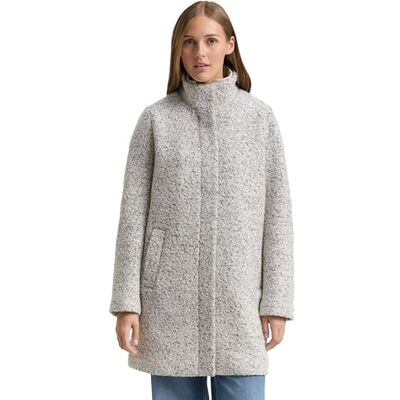 1047539 TOM TAILOR Denim Damski płaszcz wełniany Bouclé ze stójką, 35878 White Black Boucle, S 1047539 TOM TAILOR Denim Damski płaszcz wełniany Bouclé ze stójką, 35878 White Black Boucle, S