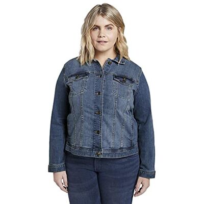 1016629 TOM TAILOR Damski Plussize kurtka dżinsowa o spranym wyglądzie , 10110 Blue Denim, 44 Duże rozmiary 1016629 TOM TAILOR Damski Plussize kurtka dżinsowa o spranym wyglądzie , 10110 Blue Denim, 44 Duże rozmiary