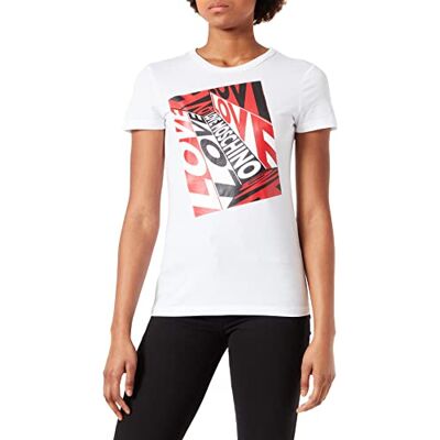 W 4 F73 2D M 3876 Love Moschino Damska koszulka z nadrukiem perspektywy marki, Optyczny biały, 46 W 4 F73 2D M 3876 Love Moschino Damska koszulka z nadrukiem perspektywy marki, Optyczny biały, 46