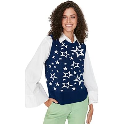 8683047316482 TRENDYOL Damska bluza żakardowa, granatowa, S, granatowy, S 8683047316482 TRENDYOL Damska bluza żakardowa, granatowa, S, granatowy, S