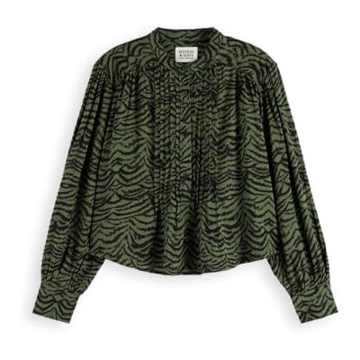 U9B00946T Scotch & Soda Koszula z nadrukiem Pintuck, Ikat Feather Thyme U364, 64 U9B00946T Scotch & Soda Koszula z nadrukiem Pintuck, Ikat Feather Thyme U364, 64