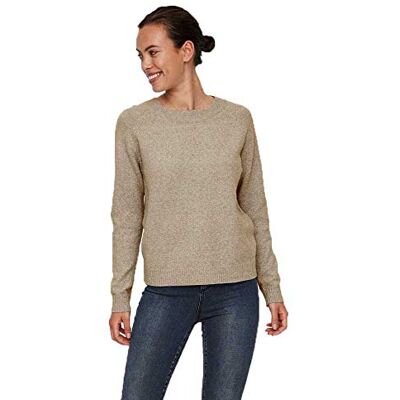 Y-LKUN Vero Moda Vmdoffy Ls O-neck Blouse Ga Noos Sweter Kobiety, Sepia Tint/Detail:melange, XXL Y-LKUN Vero Moda Vmdoffy Ls O-neck Blouse Ga Noos Sweter Kobiety, Sepia Tint/Detail:melange, XXL