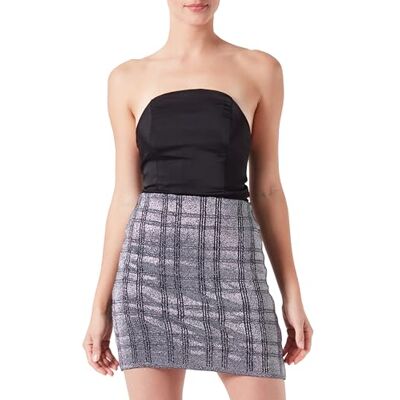 3WAK70006HT Koton Damska spódnica Checked Shiny Mini Skirt, szary (031), L 3WAK70006HT Koton Damska spódnica Checked Shiny Mini Skirt, szary (031), L