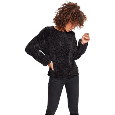 TB2354-00007 Urban Classics Damska bluza oversize Chenille, Czarny (czarny 0007), XL TB2354-00007 Urban Classics Damska bluza oversize Chenille, Czarny (czarny 0007), XL
