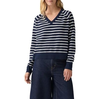 0046F Levi's Tara Supersoft Vneck sweter Parisienne, Parisienne Stripe Pe, XS 0046F Levi's Tara Supersoft Vneck sweter Parisienne, Parisienne Stripe Pe, XS