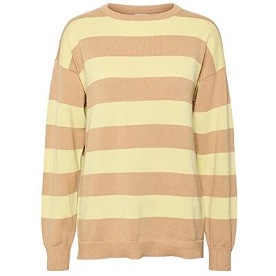 27024153 NOISY MAY Damski sweter Nmzoe L/S O-Neck Oversized Knit S*, Nomad/Stripes:pale Lime Yellow, XS 27024153 NOISY MAY Damski sweter Nmzoe L/S O-Neck Oversized Knit S*, Nomad/Stripes:pale Lime Yellow, XS