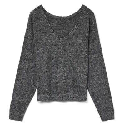 10331841-4795909 VERO MODA Vmmarina Ls 2-Way V-Neck sweter Noos, ciemnoszary melanż, S 10331841-4795909 VERO MODA Vmmarina Ls 2-Way V-Neck sweter Noos, ciemnoszary melanż, S